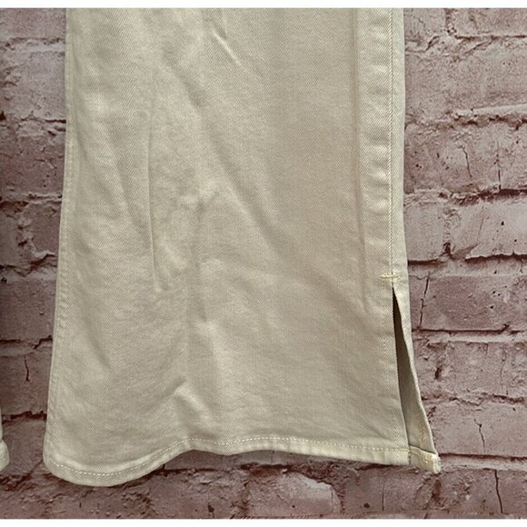 OLD NAVY Jeans Womens 18 Ecru OFF WHITE HIGHER HIGH-RISE FLARE SIDE SPLIT Ankle - Picture 4 of 6